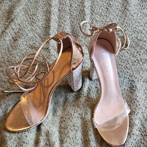 Elegant Metallic Heels with Ankle Strap